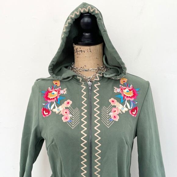 NEW SOLITAIRE embroidered green full zip hoodie S - Picture 6 of 14